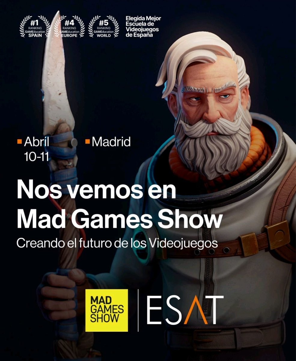 ESAT_Valencia's tweet photo. 🎮 ¡Este fin de semana, nos vemos en #MadGamesShow 2026! 🎮 

Este 10 y 11 de abril, Madrid se convierte en el punto de encuentro del talento, la creatividad y la industria del videojuego, y por su puesto... ¡ahí estaremos! 🦾
Descubre los proyectos de nuestros alumnos 😉 https://t.co/C723C0EDpx