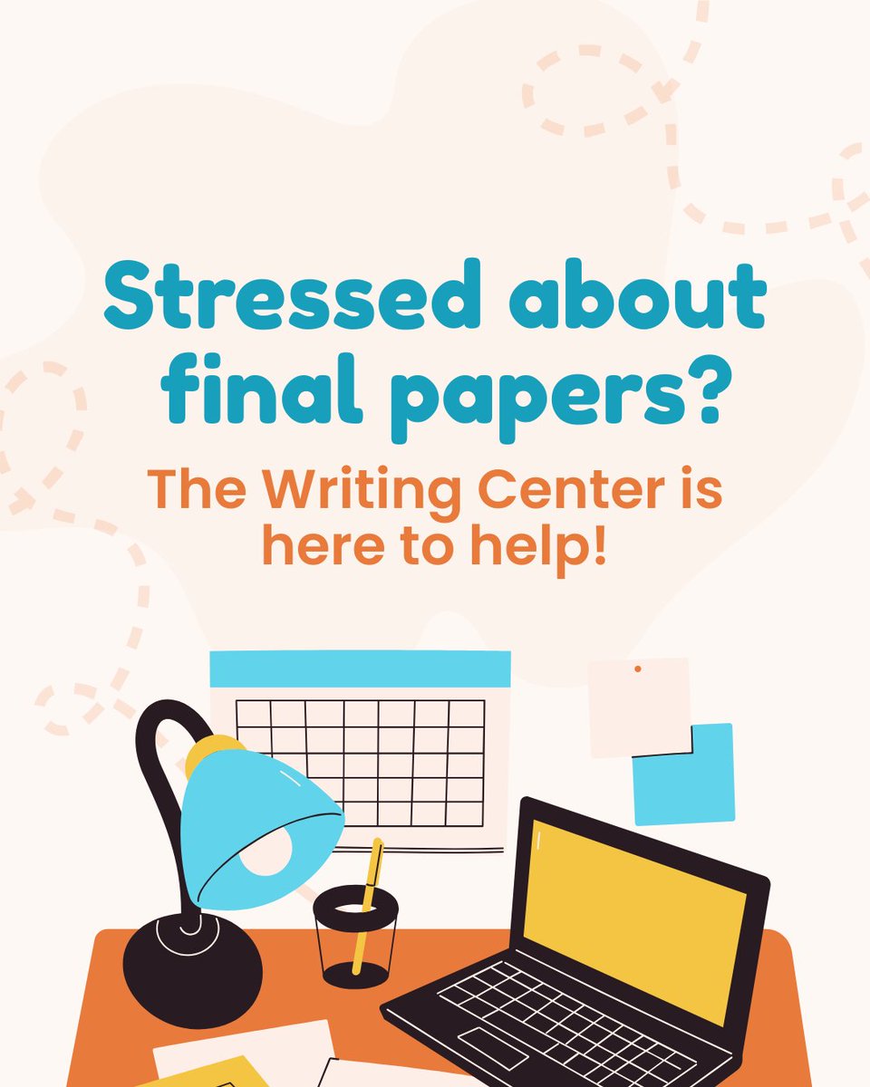 DU_WriteCenter's tweet photo. Stressed about final papers? The Writing Center is here to help!📝We are available for online and in-person sessions now through finals week.

Schedule your appointment here: https://t.co/L5PuFRmTjL https://t.co/EU4ufAVF5Y