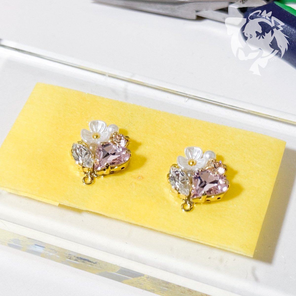 ハートのストーンを使った新作ビジューも考え中です♡