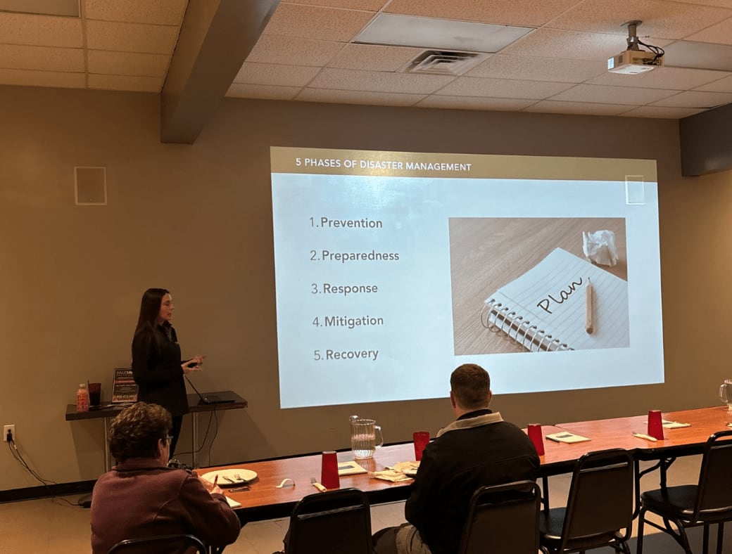 PaulDavisNONE's tweet photo. We recently held a lunch &amp; learn on Disaster Preparedness and Emergency Planning with the Wayne America Chamber! 

Big thanks to Nic Kemnitz with Wayne County Emergency Management and Phil Monahan, the Wayne Fire Chief, for helping to facilitate this discussion! https://t.co/Z0MZIWpU5S