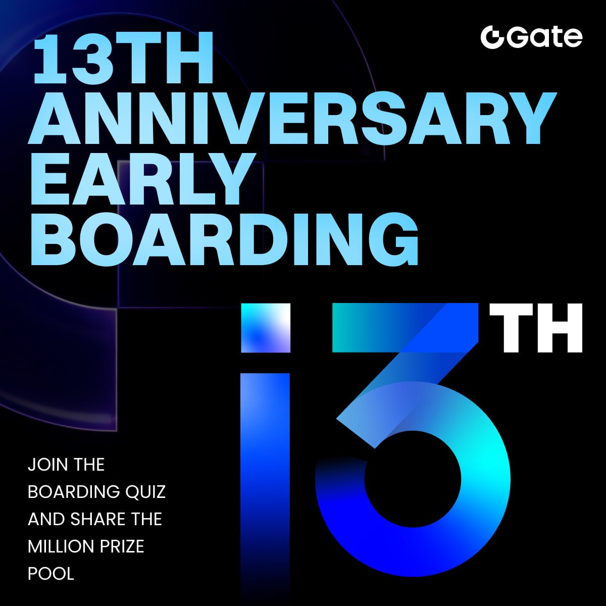 Lethlty's tweet photo. 🚀 Gate 13th Anniversary Celebration has officially launched!
The first stop — Early Boarding Program — is LIVE. A million-dollar prize pool awaits!

🎫 Daily quiz to board — earn your exclusive boarding pass for FREE
🏆 Top 50 daily quiz scorers auto-upgrade cabin class. First https://t.co/2ceoSmF6Iy
