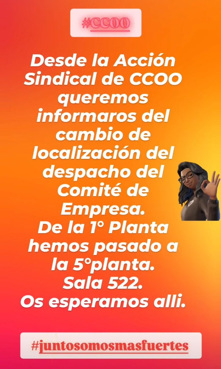 INFORMACIÓN
IMPORTANTE. Como sabéis el Hospital
Universitario La Luz esta en constantes
cambios por obras y/o mejoras y nos han
trasladado de la 1 Planta, a la 5°, en la Sala 522.
Os esperamos allí. #juntossomosmásfuertes