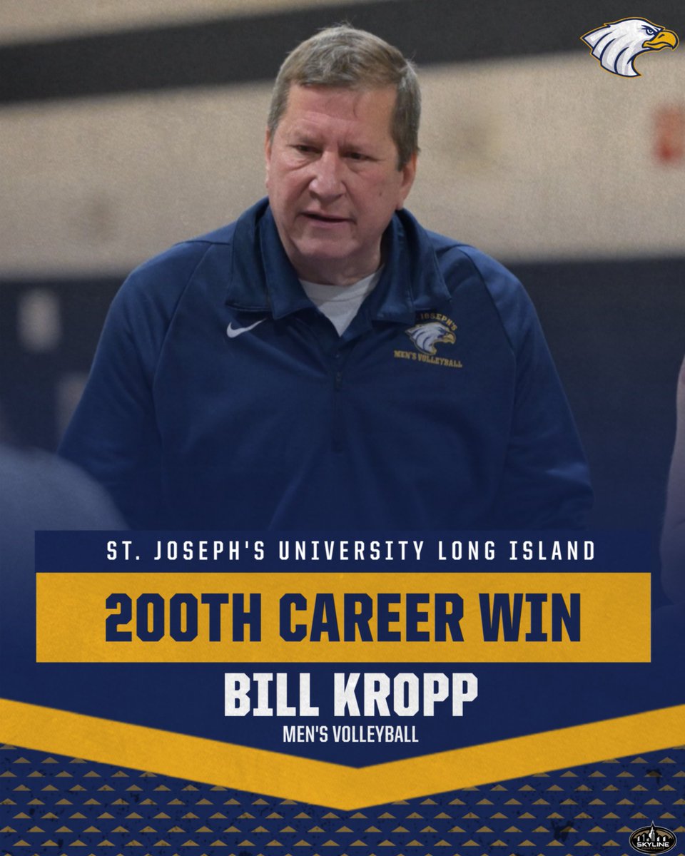 SJLIAthletics's tweet image. In yesterday's semifinal victory against St. Joseph's University Brooklyn, head coach Bill Kropp collected his 200th career win!

#SJLI advances to the Skyline Conference Championship this Saturday, Apr. 11 hosting no. 3 Manhattanville at 11 AM.

#flywithus #goldenera #skylinemvb
