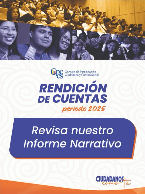 Azuay_Cpccs's tweet photo. Revisa aquí el Informe de Rendición de Cuentas del #CPCCS del año 2025: 
https://t.co/i1uRNfFmvW
@AndresFantoniB @CpccsEc 
#CiudadanosComoTú https://t.co/87vxBIbRXi