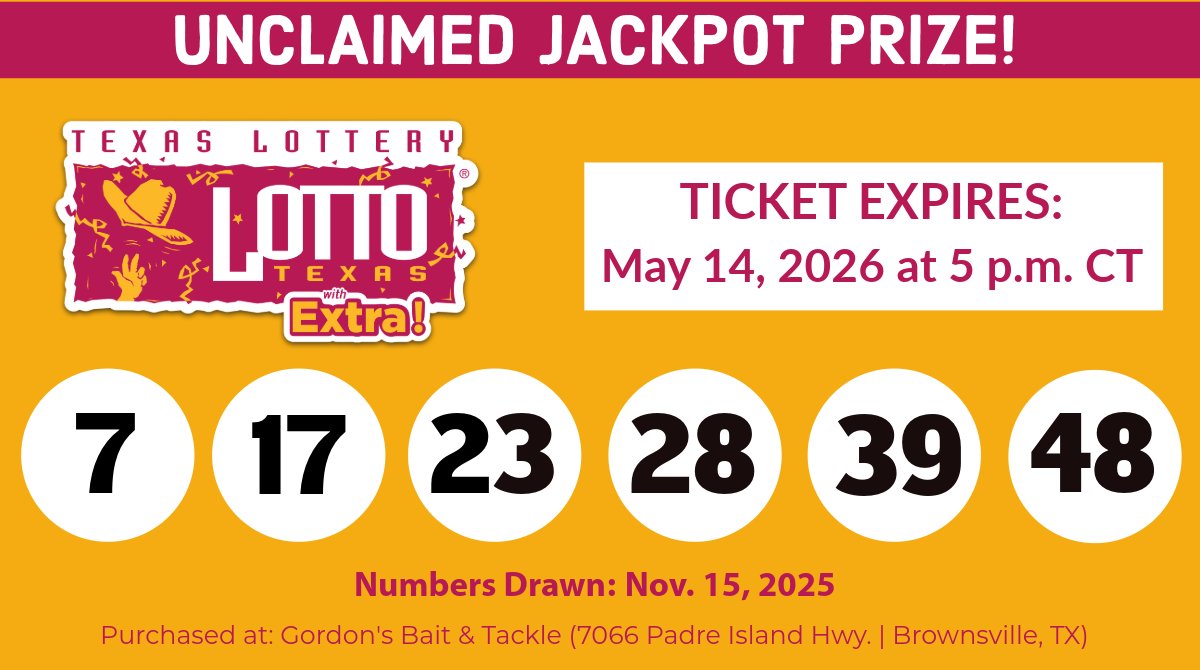 TIME IS RUNNING OUT! The jackpot prize from the Nov. 15, 2025