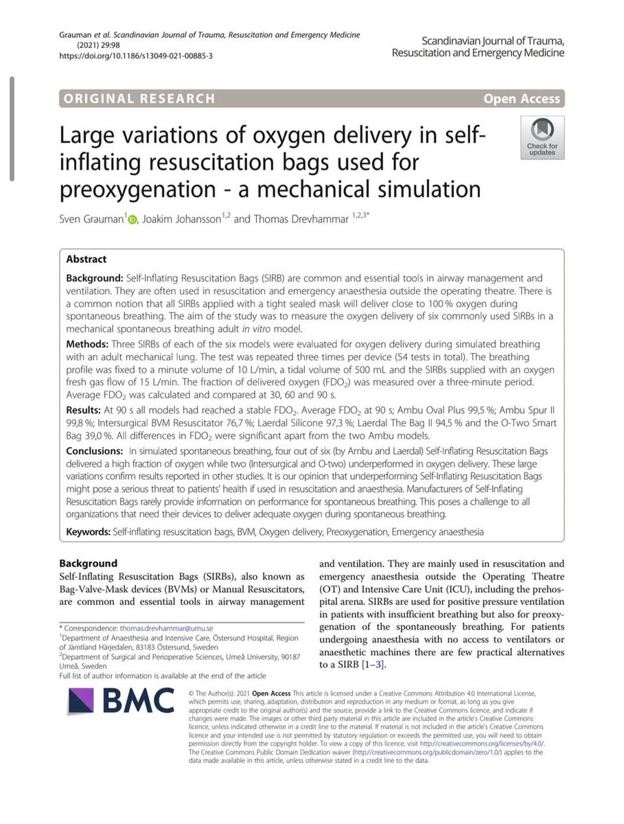 vm_aventho's tweet image. No todas las #BVM oxigenan igual. La FiO² varía de un fabricante/modelo a otro durante la ventilación espontánea debido a la configuración de sus diferentes válvulas.
pmc.ncbi.nlm.nih.gov/.../13049_2021…