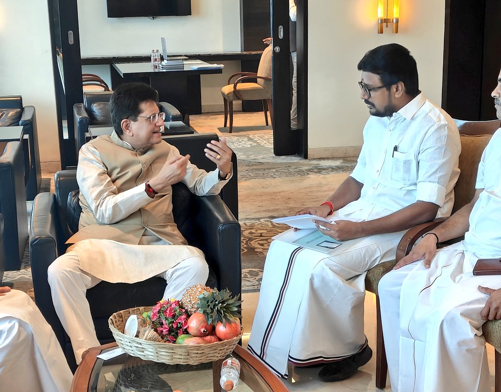 RamaAIADMK's tweet photo. Glad to have interacted with Hon’ble Union Minister for Industries and Commerce @PiyushGoyal Avl, ahead of his campaign, discussing AIADMK’s achievements and development strides in Coimbatore. https://t.co/adlmXfk1lu
