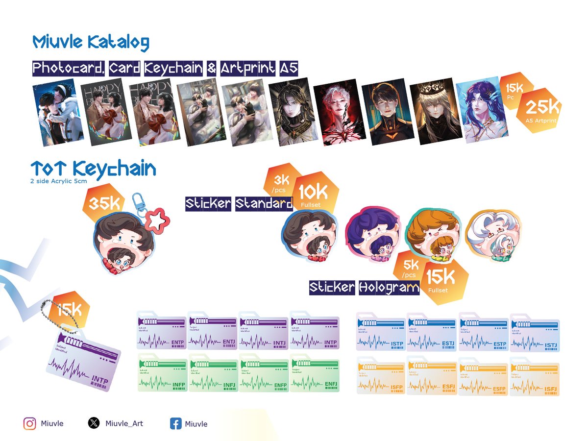 Miuvle's CATALOGUE  OTS ONLY COMIPARA
📅 18-19 April
📍 Mixcu Comipara J 06-07
Fandom: Love and Deepspace, Tears of Themis, MBTI
#Comipara #lads #Tearsofthemis #mbti