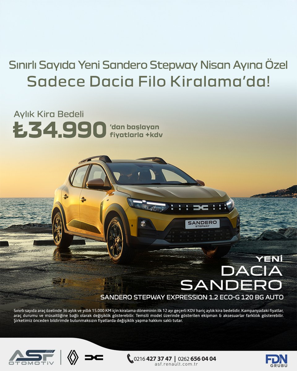 Kurumsal ihtiyaçlara uygun filo çözümleri ASF Renault&amp;Dacia’da!
Konforlu, verimli ve güçlü araç seçenekleriyle işinize değer katan çözümler sunuyoruz.

Detaylı bilgi için ASF Renault&amp;Dacia showroomlarımıza bekliyoruz.

#ASFOtomotiv #ASFRenaultDacia #Renault #Dacia #FiloKiralama