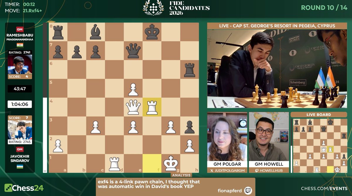 Javokhir turns down an opportunity to connect four with 21.exf4! https ...