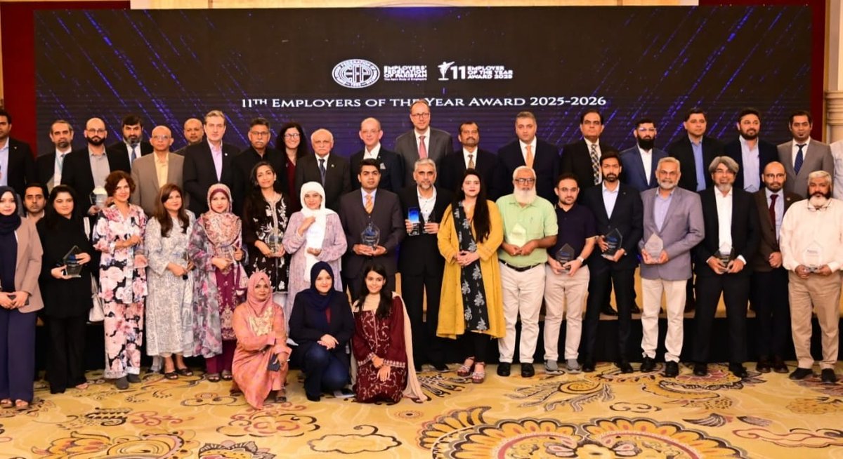 MajydAziz's tweet photo. Employers Federation of Pakistan, with support from @ilo, hosted Employer of Year Awards ceremony in Karachi. Andreas Wegner, Deputy Head of Mission, Consulate General of #Germany, was Chief Guest. Geir Tonstol, Country Director ILO Office Islamabad, &amp;  guests attended
@efp_pak https://t.co/OYG0jLAS5m