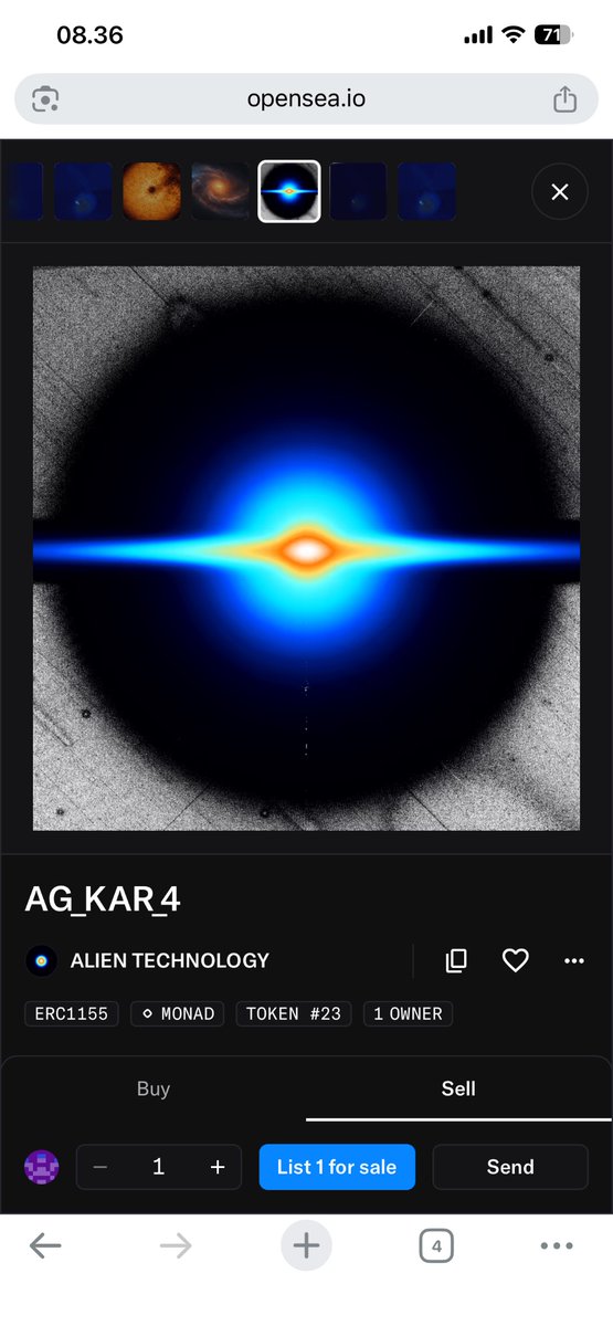 ALIENT315's tweet photo. SWARM UPDATE — 20+ ALIEN TECHNOLOGY pieces now LIVE 🔥

New AG_KAR series drops:  
AG_KAR_4 • Burst • AG_KAR_BL • AG_KAR_8K • AG_KAR_3  
Solaris_One • AG_KAR_BW • Galaxy • AG_KAR_5

#AlienTechnology #MonadNFT #SpaceObjects https://t.co/DBvB8KxsNR