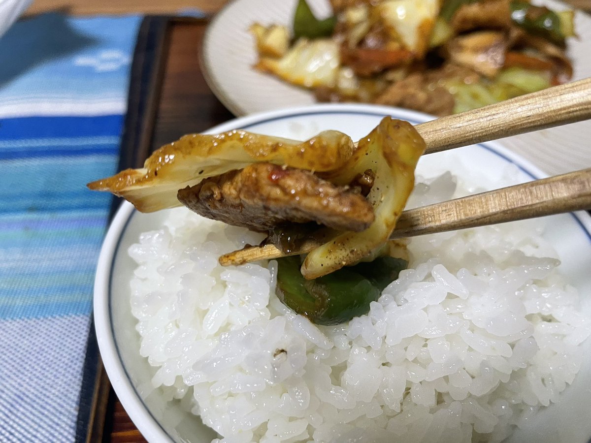 Tomo_Mrk3B01's tweet image. My fun dinner cooking time is finally back!😉
The main for #dinner tonight is Twice-cooked pork(#回鍋肉 ), from which spicy &amp;amp; tasty aroma is drifting and increasing my appetite. Well, rice is ready as well. Let’s eat😋
#cookingathome 
#おうちごはん 
#twinglish 
#Twitter家庭料理