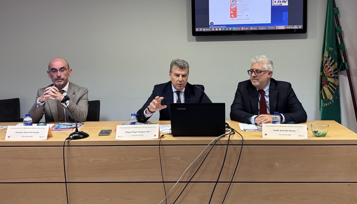 Nuestro presidente, Miguel Ángel Vázquez Taín, ha inaugurado la jornada junto a Eladio Acevedo (<a href="/Mercantiles_Mad/">ICOTMEMAD</a>) y Salvador Marín (<a href="/EContables/">Economistas Contables</a>). Analizamos un cambio de paradigma donde la #geopolítica y la tecnología redefinen la economía.