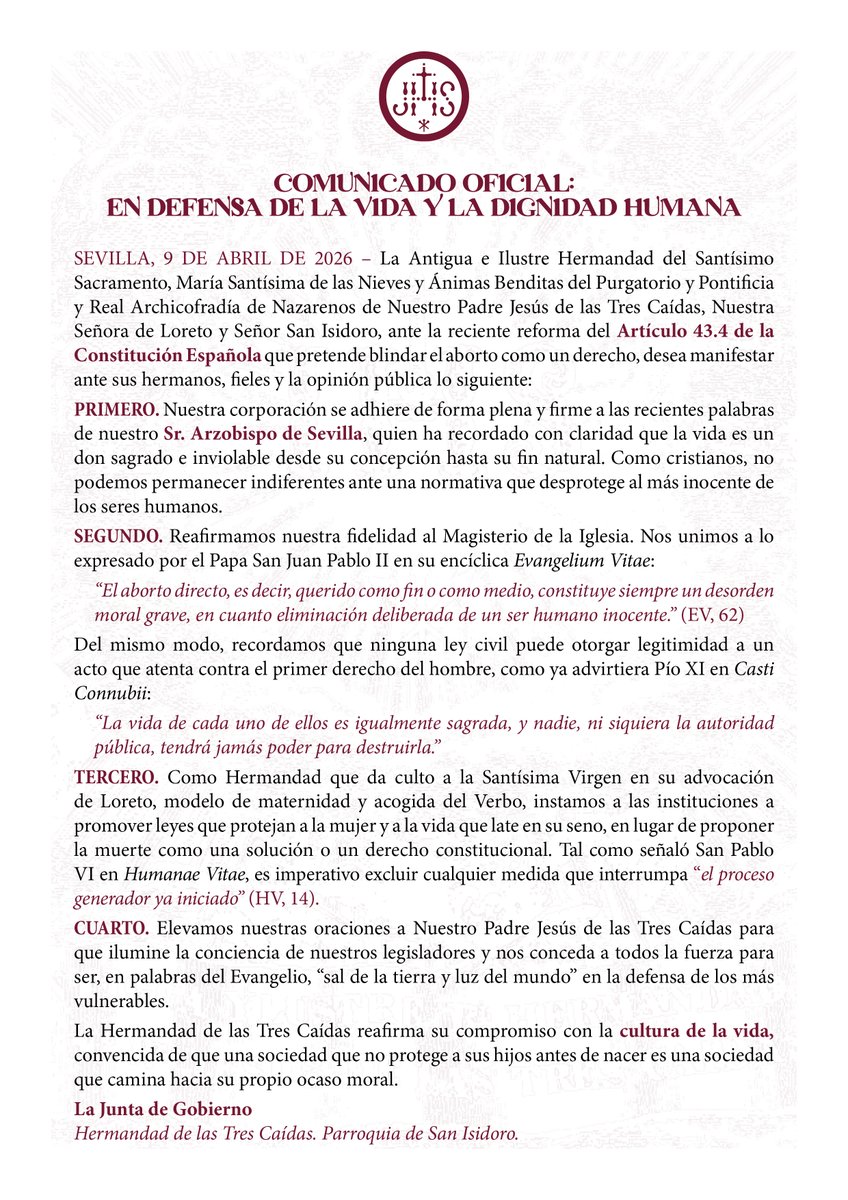 Hermandad de las Tres Caídas (San Isidoro) tweet media