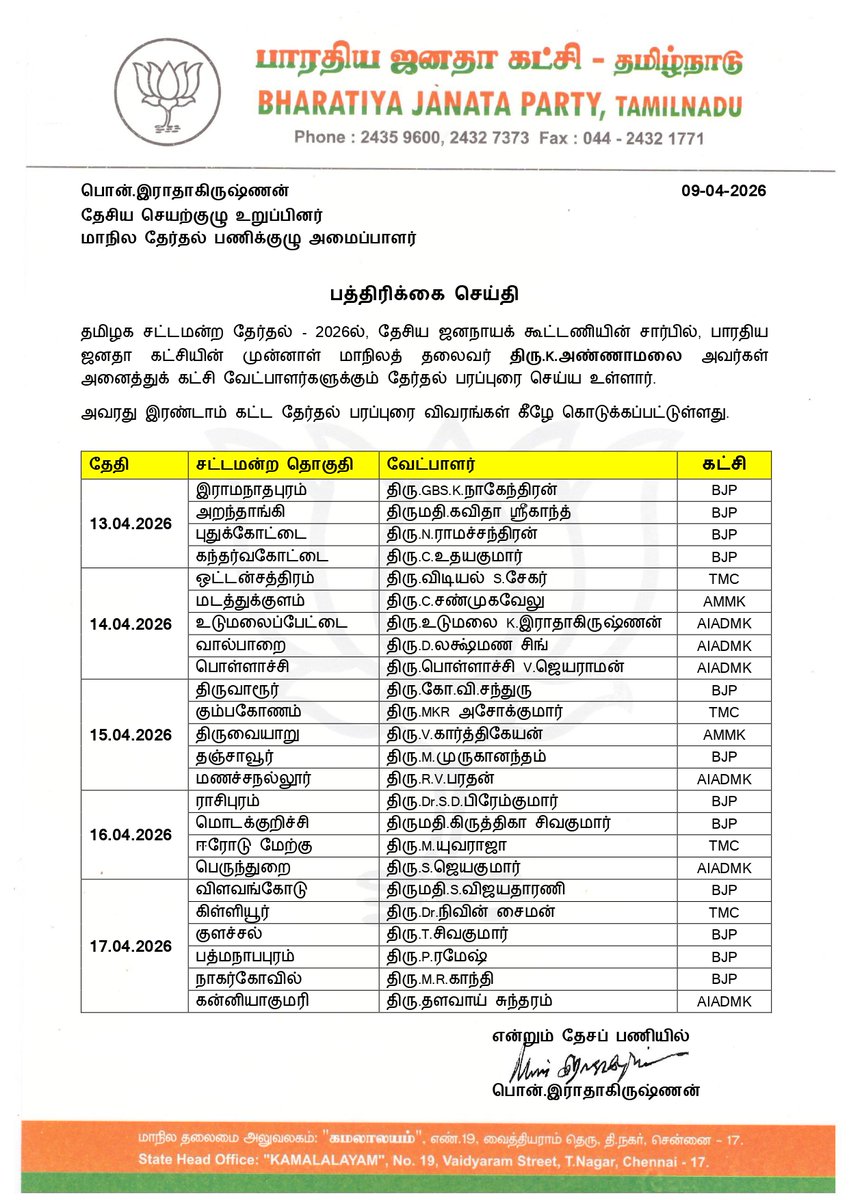 BJP Tamilnadu tweet media