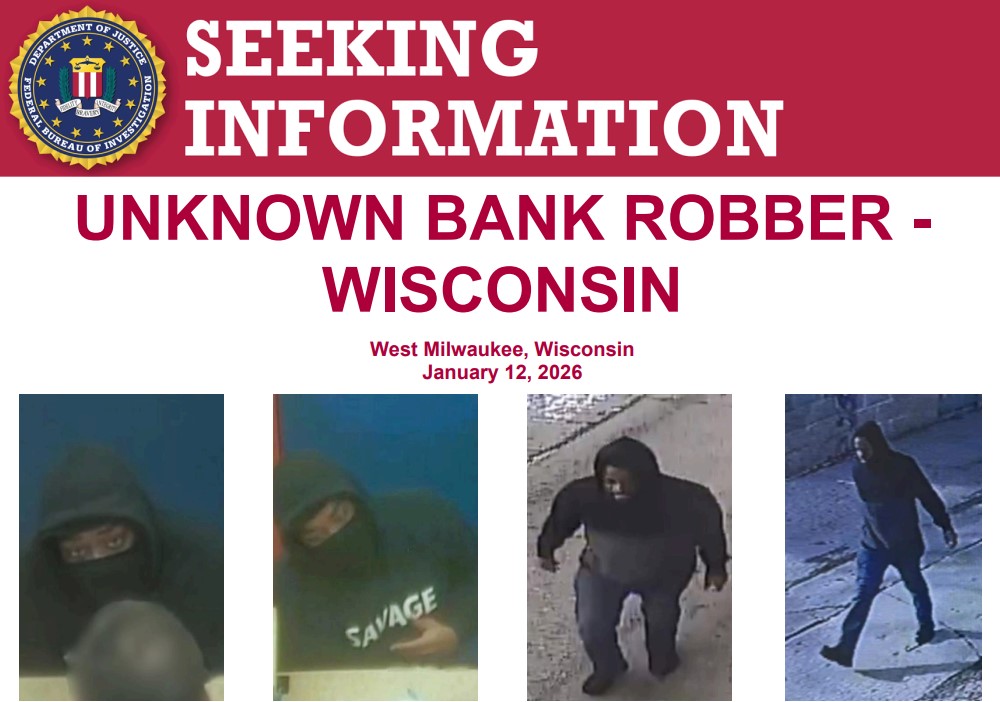 FBIMostWanted's tweet image. The #FBI offers a reward of up to $5,000 for information leading to the arrest and conviction of the unknown suspect involved in the robbery of a bank in West Milwaukee, Wisconsin, on January 12, 2026.  During the robbery, the subject entered the bank, approached a teller,