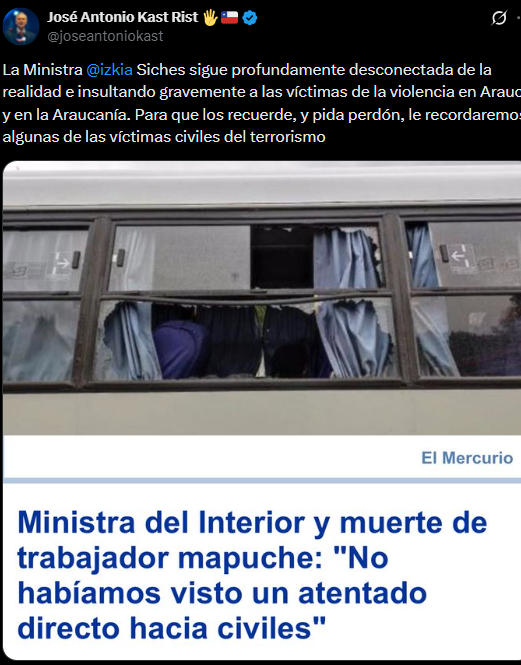 Te recuerdo, <a href="/joseantoniokast/">José Antonio Kast Rist 🖐️🇨🇱</a>, que tú atacaste a #Izkia, acusándola de homicidios y de actos terroristas desde el año 2013 y el periodo de #Boric fue del 2022 a 2026, así que no te hagas el aweonaoo. Zurdos JJCC Neme Jacqueline Sepúlveda <a href="/GobiernodeChile/">Gobierno de Chile</a> <a href="/Senado_Chile/">Senado Chile</a>