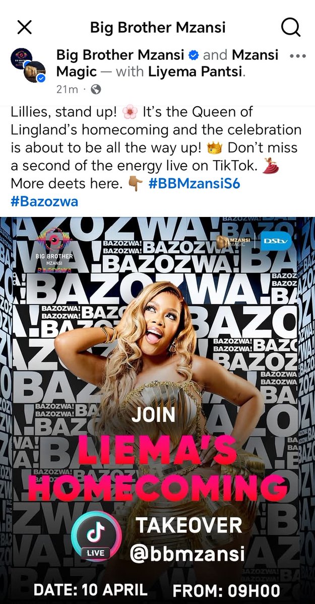 Zookie979285301's tweet image. Something like this has never happened in the history of Bigbrother. Liema's win is so special History was made🌸🌸🌸💃💃💃 

1 DAY TO LIEMA HOMECOMING
LIEMA COMES HOME FRIDAY
#StreamBellsNWhitles
#LiemaPantsi
#BBMzansiS6
