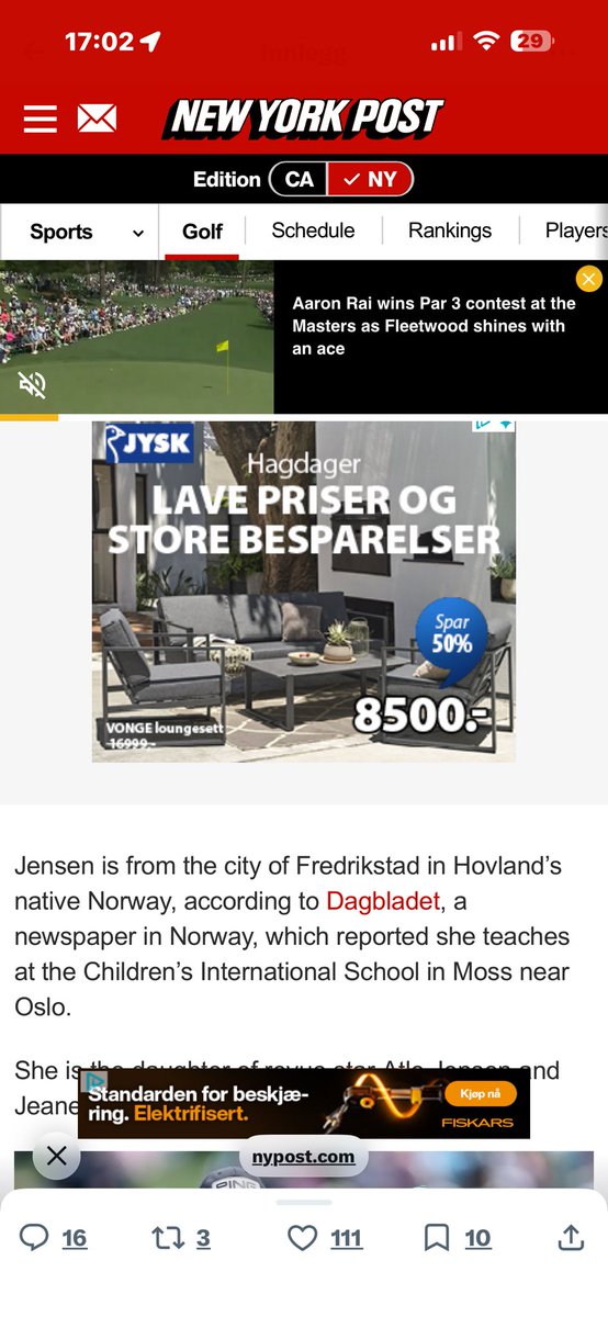 Ernte hver dag Fredrikstad er nevnt i New York post