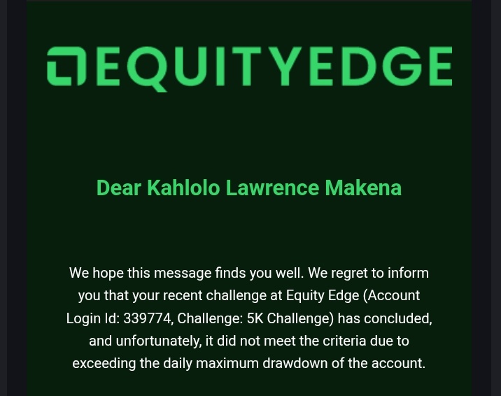 SedingwanePeba's tweet photo. Lost the  @EquityEdgeUK Account same week after being funded. 💔😭
To the Traders at @EquityEdgeUK  with outstanding payouts please offer some assistance guys . 🙏🏾 https://t.co/qD6S6Auz1r