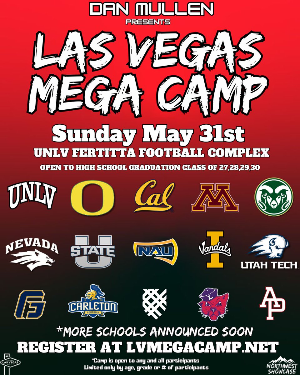 🎲🎲New School Added 🎲 🎲

Excited to announce Azusa Pacific University will be in attendance at the Las Vegas Mega camp!

🗓Sunday May 31st
📍UNLV
🎓Open to Class of 27,28,29,30

*More schools to be announced soon!

Secure your spot @ lvmegacamp.net