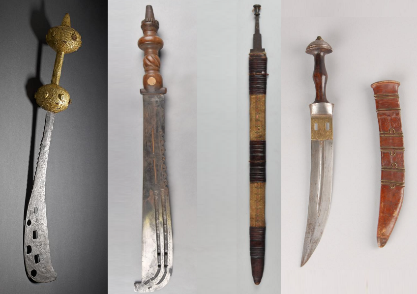 rhaplord's tweet photo. afena, with cast-iron blade and gold foil-covered handle
ca. 1843
Akan, Ghana.

Sword, with iron blade
ca. 1871
Asante

Composite sword, with iron blade
ca. 1892
Northern Ghana.

Dagger, with steel blade decorated with brass
ca. 1850
Asante.
-British Museum

#randomxt https://t.co/db7V2DAKD3