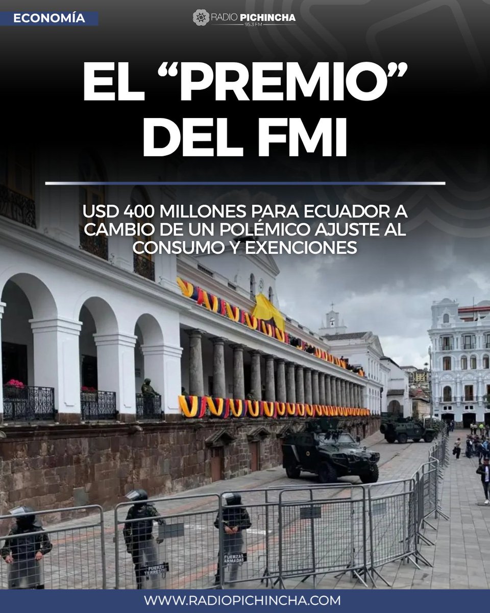 📈#Economía | El FMI destaca la gestión del Presidente Daniel Noboa tras adoptar acciones para racionalizar los gastos tributarios y fortalecer los ingresos estatales.
#LaRadioDeLasNoticias 
Los detalles⤵️
radiopichincha.com/fmi-millones-e…
