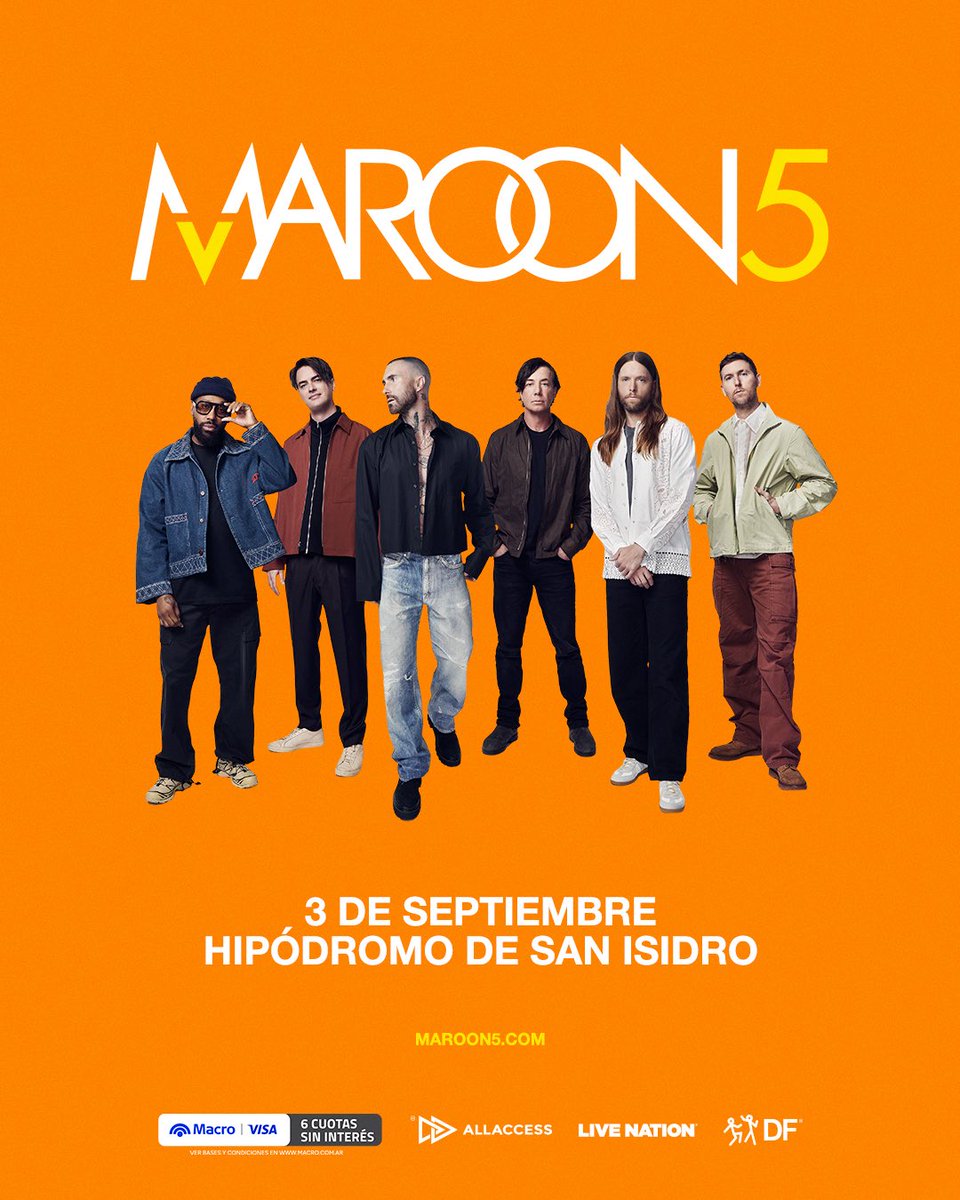 ArgentinaShows's tweet photo. 📣 #Maroon5

📍 Hipódromo de San Isidro
🗓 3 de Septiembre

🎟️ Preventa Visa Macro: 14 de Abril 10AM

🎟️ Venta General: 16 de Abril 10AM https://t.co/VsDIg6uKII