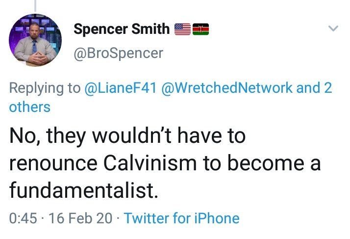 weecalvin1509's tweet image. It is no different than supporting organisations (say) like the @swordofthelord who sell Calvinistic books or following folk on Twitter who positively promote Calvinists as #oldpaths or using Calvinistic hymnals or regularly quote and recommend Calvinist books. #Fundamentalism