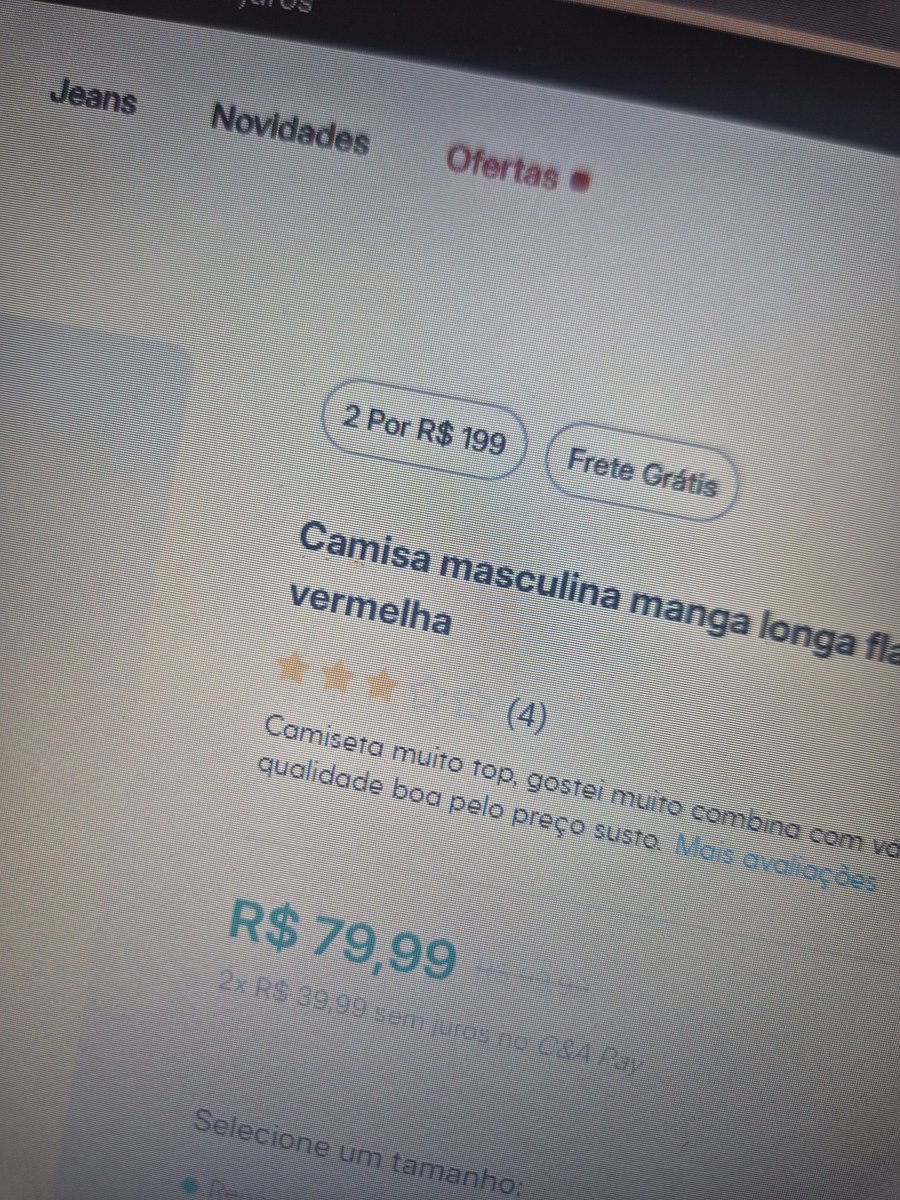 Além do pessoal da <a href="/cea_brasil/">C&A</a> nao saber Matemática...  cada um 79,90 e 2 por 199. O site ainda é uma porcaria, nao segura nada no carrinho. Nem site nem app, desisto. Vou de concorrente <a href="/Lojas_Renner/">Lojas Renner</a>
Mesmo 🤷