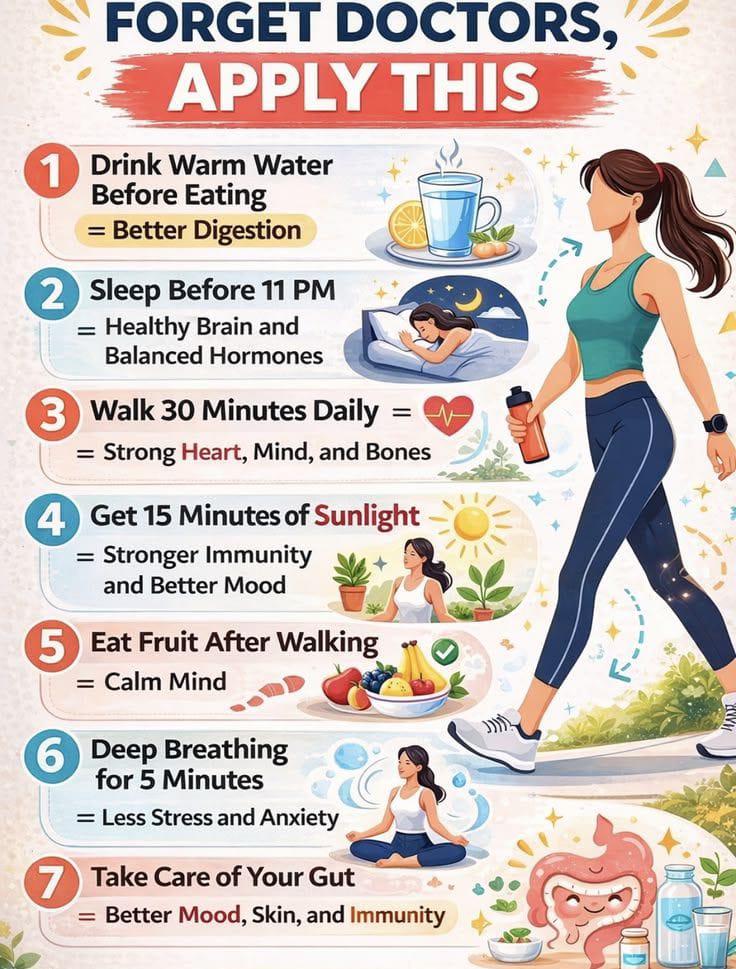 F00dfitness's tweet image. Want better health? 🚀
 Skip the doctor visits with these easy steps:

What's your favorite healthy habit? 🤔 
#healthtips #wellness
