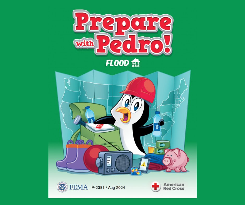 DMHDisaster's tweet photo. Pedro is back to help your littles be prepared for a flood! https://t.co/oJwWUqkQCY https://t.co/rqtiusimsc