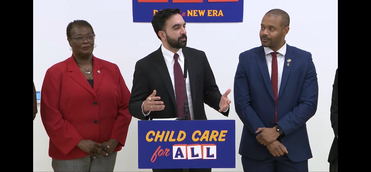 Mayor Zohran Mamdani announces that 2K, free preschool for 2 year olds, will be full day and full year - from 8am to 6pm, 260 days a year. 3K and prek typically end at 2:30 and are closed over the summer - a major difference for working parents.