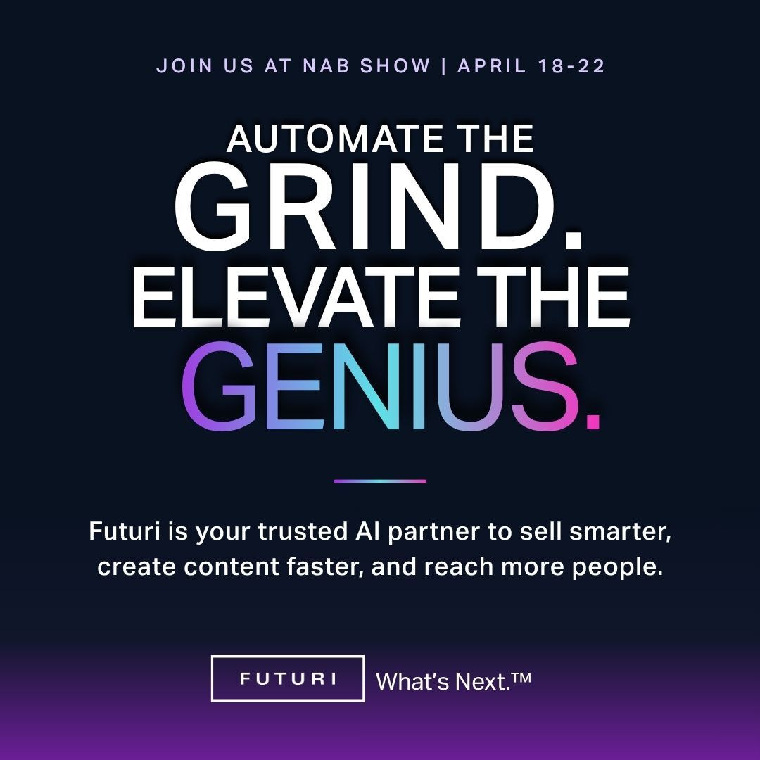 FUTURIinc's tweet photo. At Futuri, we’re focused on helping broadcasters, agencies, and media companies SELL SMARTER, CREATE FASTER, and REACH MORE AUDIENCES.

Join us at NAB to see how Futuri is helping thousands of media organizations transform the way they work. https://t.co/OoKaIYzflz