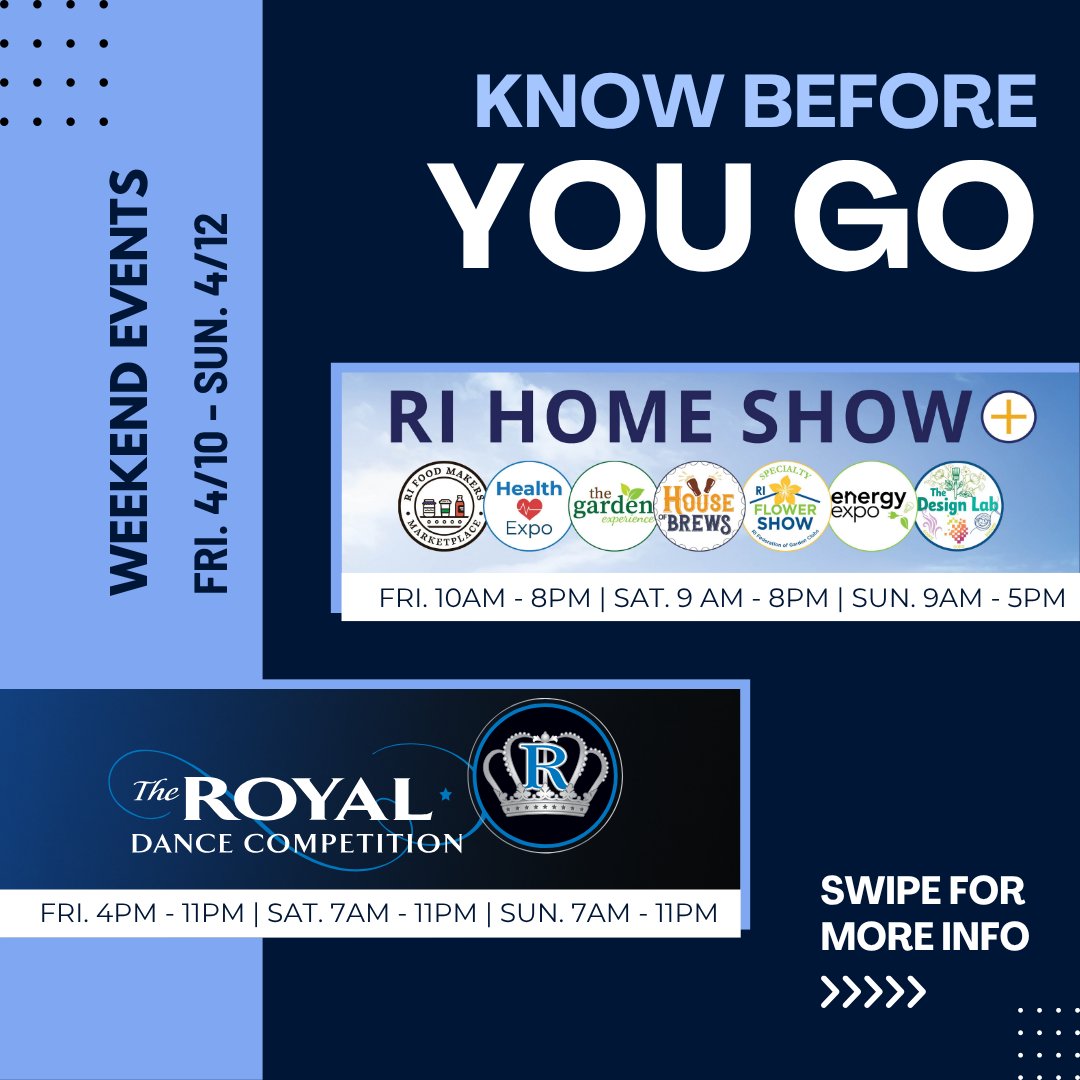 RIConvention's tweet photo. ‼️ IMPORTANT INFO FOR WEEKEND EVENT ATTENDEES‼️Purchase prepaid parking through Parkwhiz here ➡️ https://t.co/JeDwW8eTHi

OVERNIGHT/MULTI-NIGHT GUESTS: Please pull a ticket when you enter &amp; pay at kiosk upon exit.

#RIHomeShow #TheRoyalDanceCompetition #RIConventionCenter https://t.co/L0bSyhDn61