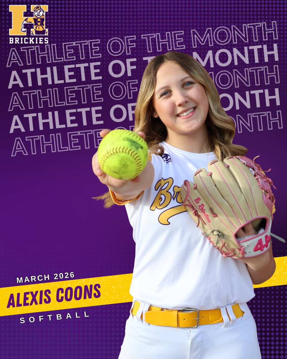 AthleticsHobart's tweet photo. Announcing our March Brickie Athletes of the Month!
Alexis Coons: Batting Average .556, OPS 1.778, RBI 8 in four games-Coach Coons
Jayson Scales: Batting Average .667,
On Base Average .700-Coach Wineland
Keep up the fantastic #WorkWorkWork! 🟡🟣💪 #BrickiePride #23sports1TEAM https://t.co/RRfsj9yUJ7