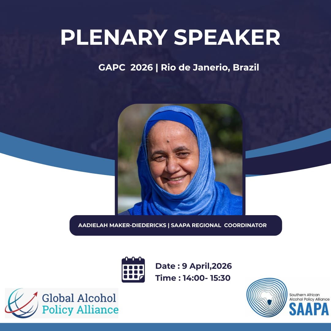 Saapa7's tweet photo. We are proud to introduce Aadielah Maker-Diedericks as a plenary speaker for the Managing Availability panel at the GAPC Conference.

Aadielah will share insights on the value of monitoring liquor licenses.

#GAPC2026
#AlcoholSaferCommunities
#TheTrueCostofAlcohol https://t.co/uU1sdopsFS