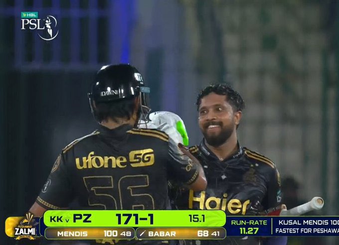 Breathtaking hundred Mendis
Absolute Class and intent 🔥

What a partnership Mendis and Babar 🔥

Unbelievable batting 😍 
#PZvKK