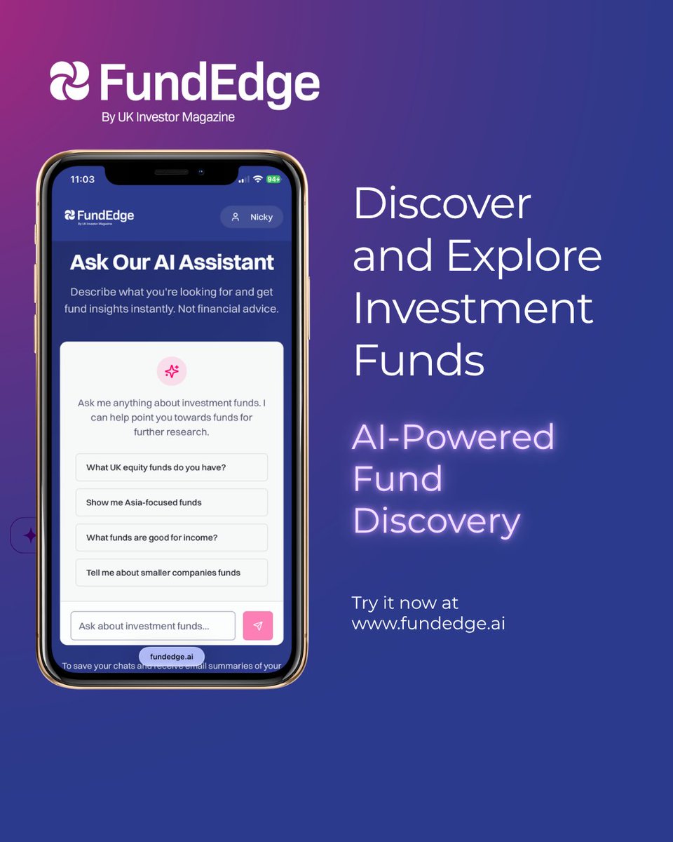 UKInvestorMAG's tweet photo. UK Investor Magazine is delighted to announce the launch of FundEdge, a dedicated fund discovery platform for UK investors.

The platform uses AI to help investors discover and explore funds across different sectors and geographies, providing access to fund content including video, audio, articles and data

Try it now: https://t.co/wzF8K2MICQ