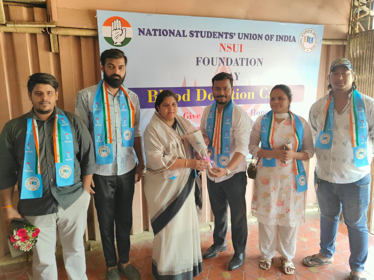 INCBhavna's tweet image. Honoured to attend the NSUI Foundation Day blood donation drive organised by District President Shekhar Singh at KHMW College, Oshiwara.

A powerful initiative reflecting commitment, compassion, and the spirit of service towards society. 

#NSUI #BloodDonation #Service