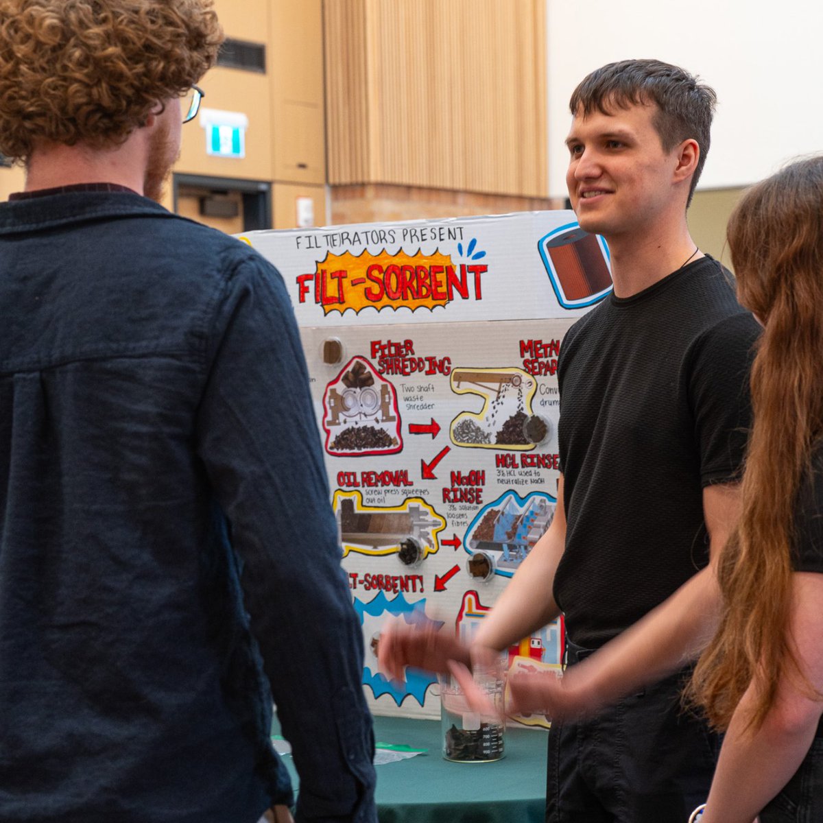 albertarecycle's tweet photo. Meet one of our winners from the Student Innovation Challenge: Team Filterators! Their project is oil absorbent made from used filter paper that they call "Filt-Sorbent".  Their project also compares the effectiveness of different methods for removing oil from filter paper.

Learn more here! 👉 https://t.co/KDMNtLhhbf