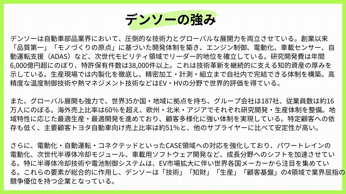 dappanda22's tweet photo. 【4/19速報】
デンソー本選考応募受付開始

35歳1,000万がベースラインとメーカー最高峰の給与に加え、家賃補助3.5万、トヨタグループの福利厚生など、神がかかっている待遇

■本選考締切
2026年4月26日

デンソーのような優良大手子会社はこの時期の27卒にかなりおすすめですよ

（本体並みの待遇のわりに難易度は比較的易しかったりするので）

ただ、優良大手子会社を自分で探すのはなかなか難しいので、

以下で紹介する大手子会社の非公開求人枠が届くツールを入れておくのがおすすめ

しっかり準備を整えておくと、

NTT／ソニー／日立／NEC／伊藤忠／富士通／東京海上／富士フイルム／トヨタ
↑このクラスの大手子会社から非公開求人枠で内定貰う人は普通にいますね

非公開求人を受け取るための準備はシンプルなので、以下はマストでしておいてほしい

時間がなければアカウントをアクティブにするだけでもOKかと

①まずこれだけ入れておく【最優先】
https://t.co/6mxiFCIxYO

これは特に大手子会社に強い印象ですね

最終面接の結果を登録するだけで、
・非公開求人が届く
・しかも選考免除つき
・企業側からヘッドハンティングされる

と、かなり神過ぎるスキームでReHacQやNewsPicksで紹介されてるやつ

今は大手子会社の非公開求人枠に気づいていない人が多い＝「気づいた人だけ有利な状態」

というのもポイント高い

アサヒビール、DeNAなど超大手企業も利用していて、
・超大手企業の選考に参加しながら
・大手子会社もしっかりと狙いに行ける

という贅沢な使い方ができる

正直、大手子会社志望なら入れない理由がないですね

②他27卒の動向を知りたい人向け
https://t.co/aepLKtbiQG

上記オプチャで「ES添削プロンプト」と「面接深掘り用プロンプト」が貰えるので、ここに入っておくのもおすすめ

他の27卒の動向を追いながら、AI活用して効率的に情報収集と選考対策両立させておきましょう

③攻めたい人向け（余裕があれば）
※以下画像上段真ん中
https://t.co/qKnPEvF5cQ

自分から企業にアプローチできるタイプ

JT・富士通なども利用中
「受け身だけは不安」な人向け

④さらに広げたい人向け
※以下画像上段左
https://t.co/qKnPEvF5cQ

登録企業2万社以上
①と併用すると、スカウト量が一気に増える

就活無双してなくても、①の仕組みを使うだけで、ここまで逆転できるは熱い

全部入れるのが理想だけど、通知が多いのが嫌なら、まず①だけでいいと思っています
https://t.co/6mxiFCIxYO

今登録すると
・面接頻出質問集
・回答テンプレ
も特典で付くので、面接対策から選考免除受け取りまで一貫してできるのは良いよね

3分の登録で
・非公開の選考免除ルート
・選考対策ツール

両方手に入るのは、普通に強いので、アカウントをアクティブにするだけでもしておいて

[pr]