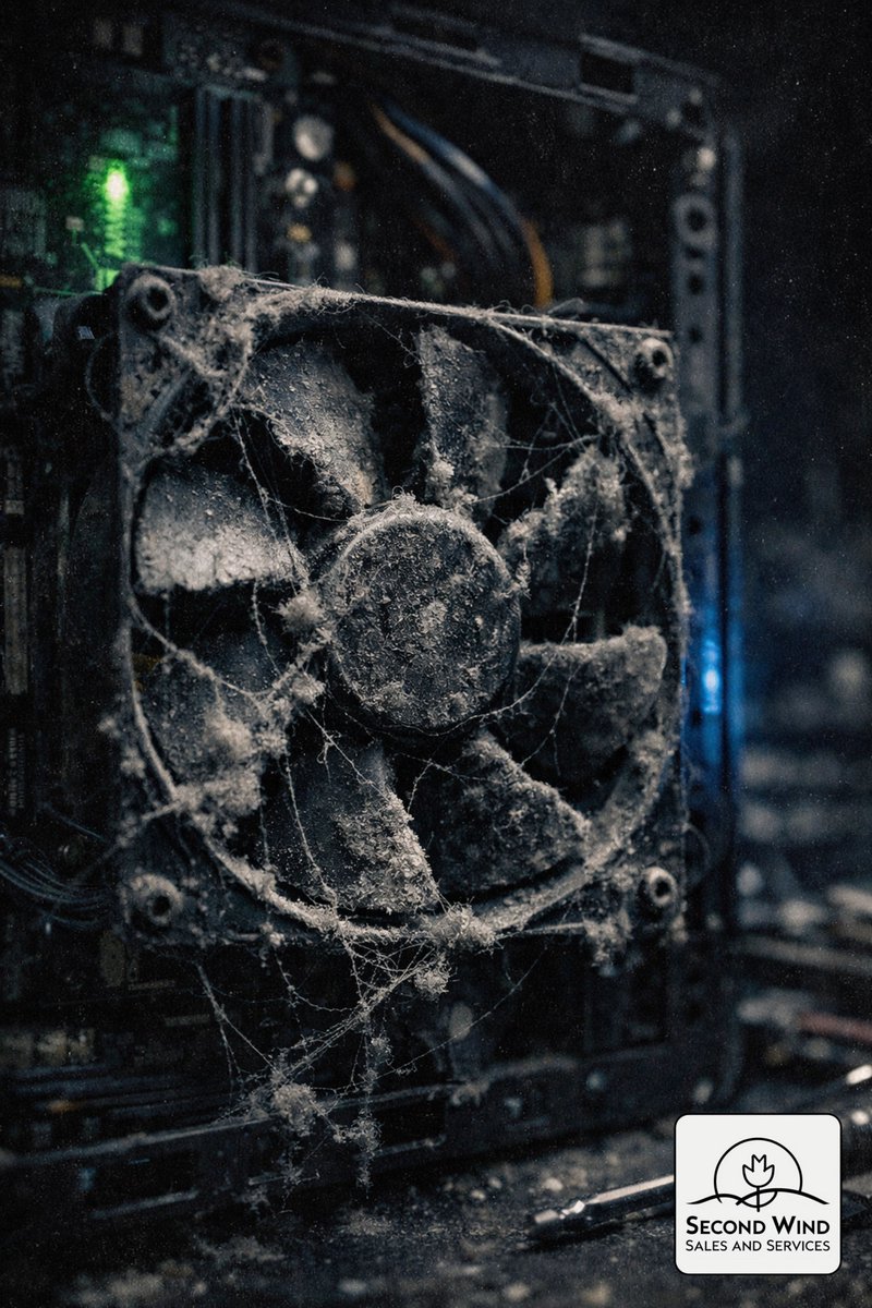 Second_Wind_S_S's tweet image. Reminder: If your computer sounds like a jet engine about to take off, it’s probably just the dust bunnies holding a rave in the cooling fan. Give it some fresh air! 💨💻 #TechTips #SecondWind
