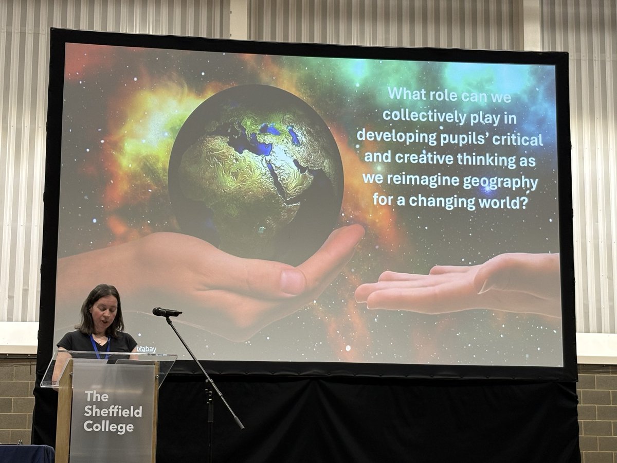 RobGeog's tweet image. Really interesting lecture by Vicky Pountney on Critical and Creative Thinking for a Changing World @The_GA #GAConf26 #geographyteacher #geography