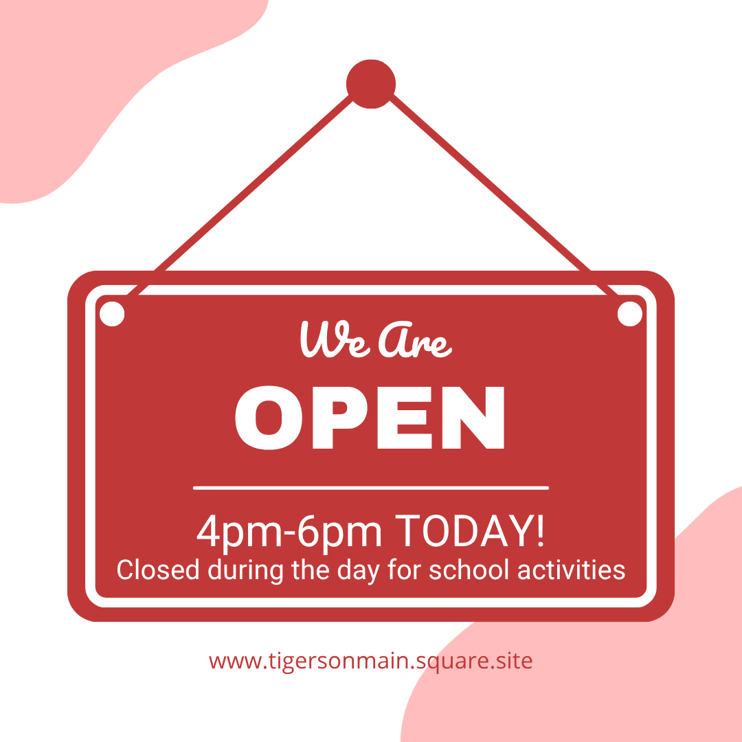 TigersonMainMO's tweet photo. Busy day for Tigers on Main! 🐯

We’ll be closed during the day as we attend the Chamber Luncheon and help set up for the middle school track meet.

We’ll be open 4–7 PM tonight — stop by and see us! https://t.co/p56cAtxUe3