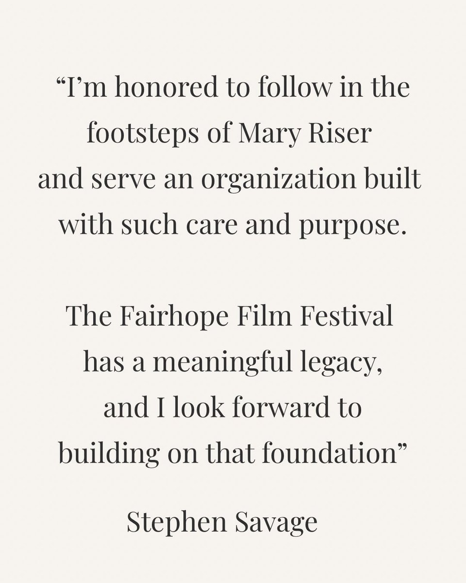 Stephen Savage has been named Chair of the Board of Directors for the Fairhope Film Festival.

A new chapter continues a legacy of community, creativity, and film.

Full press release:
docs.google.com/document/d/1Zf…

#FairhopeFilmFestival #FFF2026