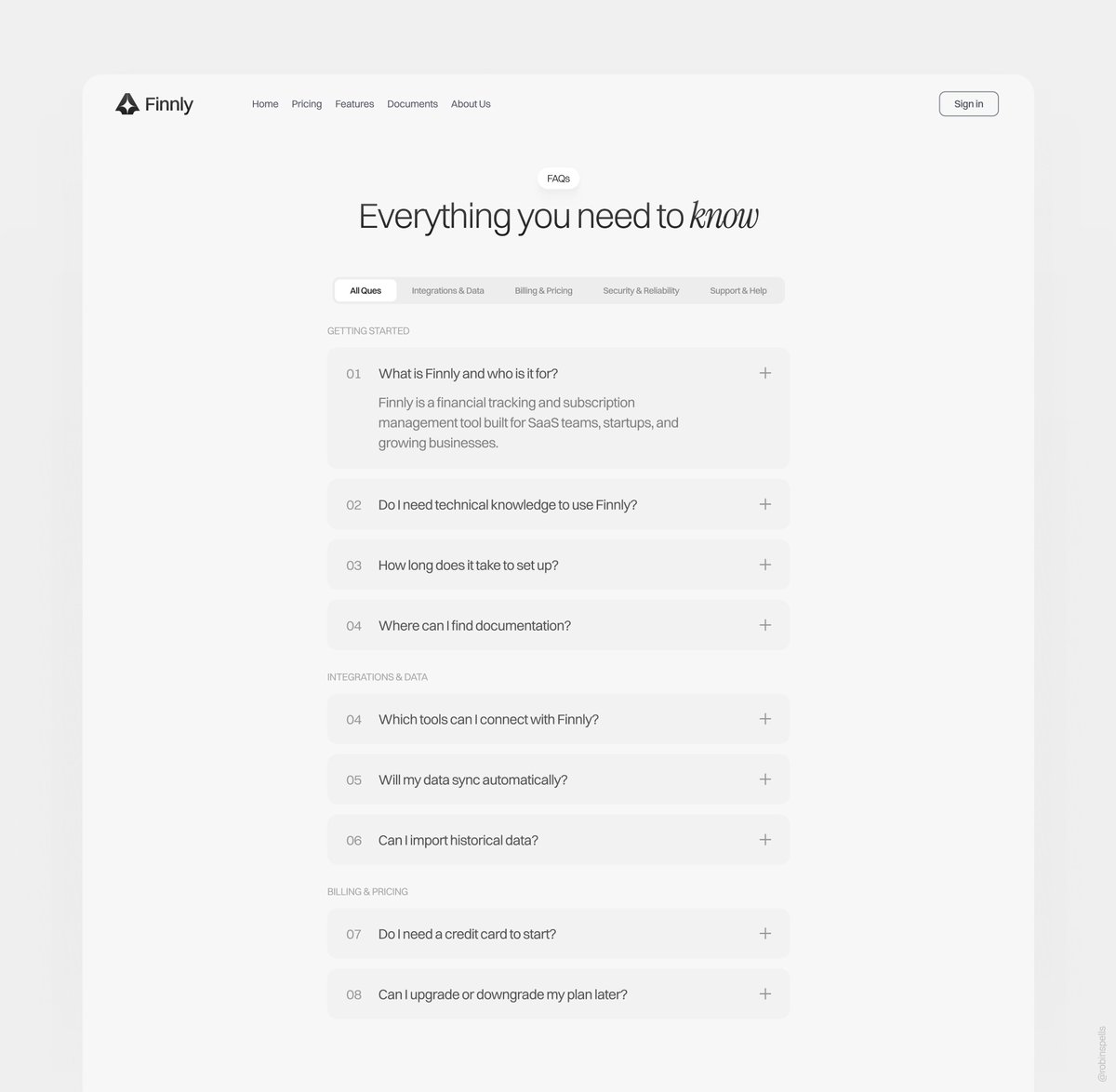 robinspells's tweet image. Faq section design 

#webdesign #saas #uiux