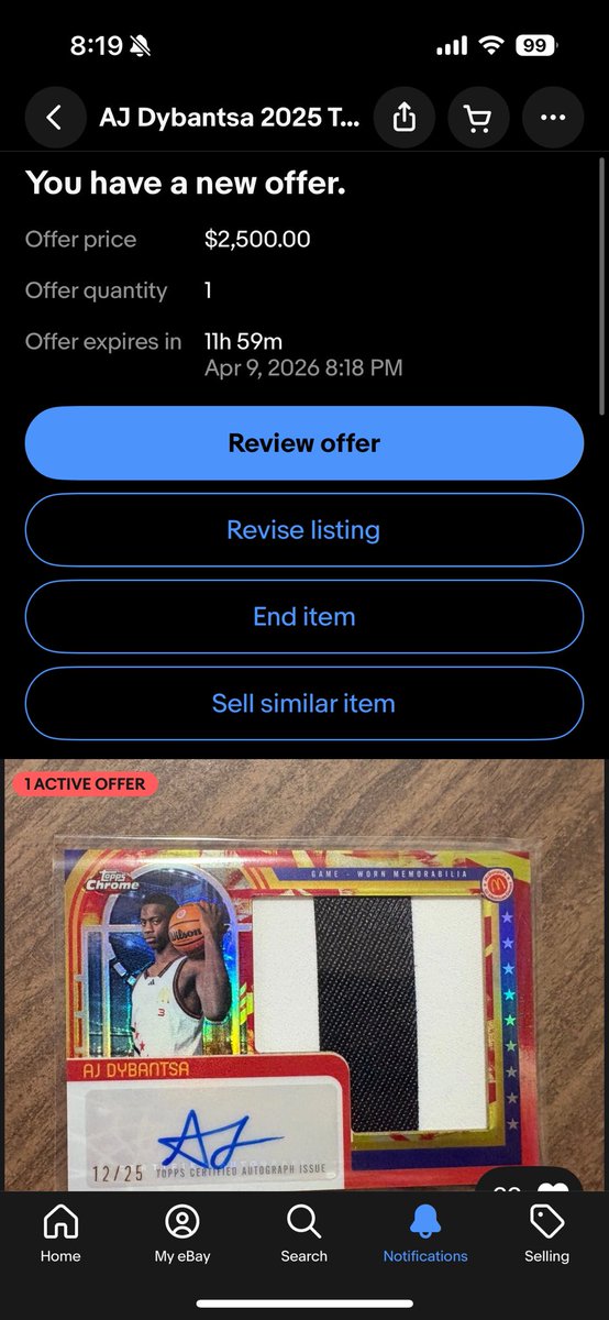 sunkcost40's tweet photo. Anyone want for 2300 shipped before I take this? @CardPurchaser https://t.co/wMVZhRtIhc