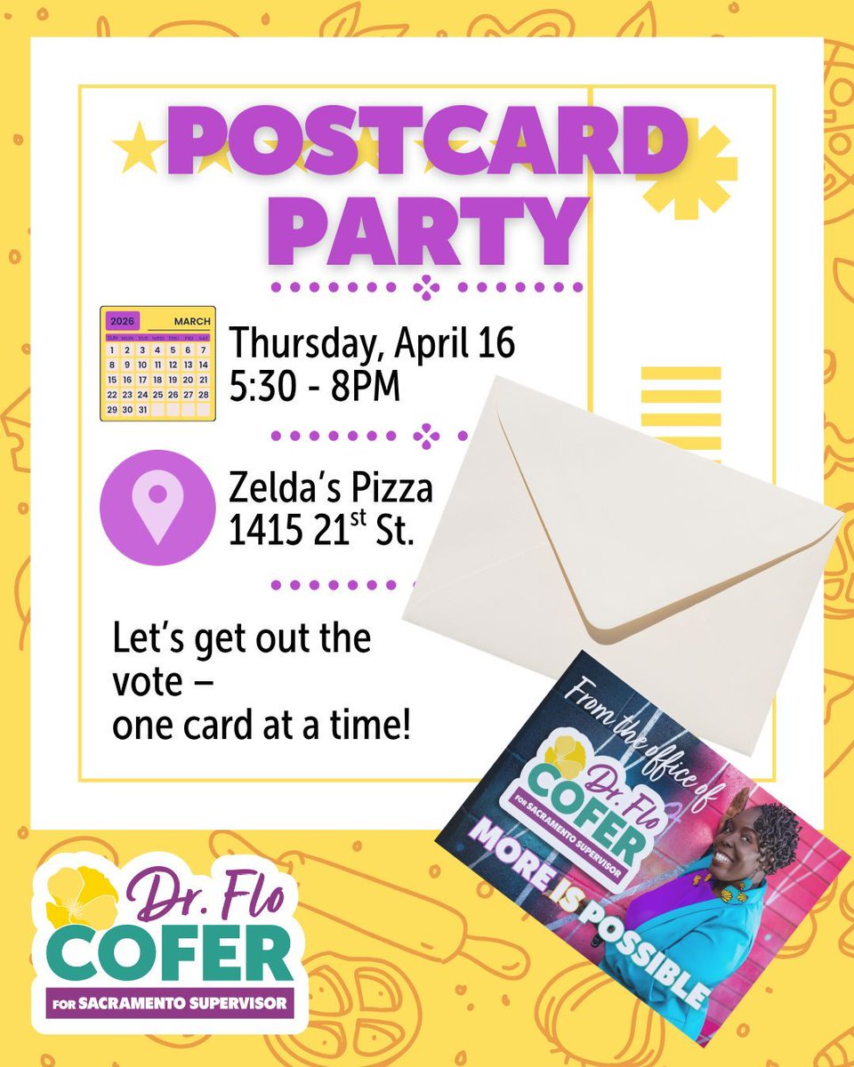Flo4Sacramento's tweet image. Join us at Zelda's Pizza to help us contact voters who we haven't been able to reach canvassing or phone banking! We will provide the supplies, food and the vibes, you bring the passion! 

Register ➡️ mobilize.us/floforsac/even… 

#MoreIsPossible #FloForSac #SacramentoCounty